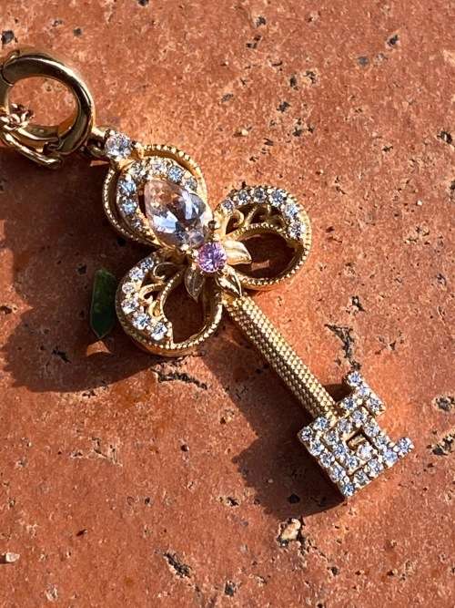 Beautiful Rose Gold, Diamond and Morganite Key pendant and chain!!!