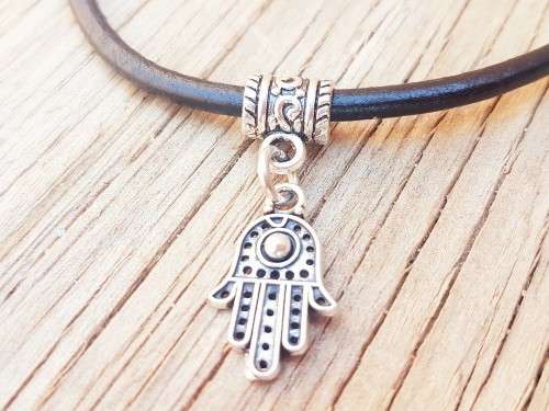 MEN'S HAMSA BRACELET with leather cord