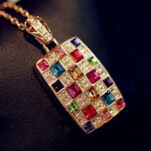 EXQUISITE COLOURFUL AUSTRIAN CRYSTAL CHAIN AND PENDENT