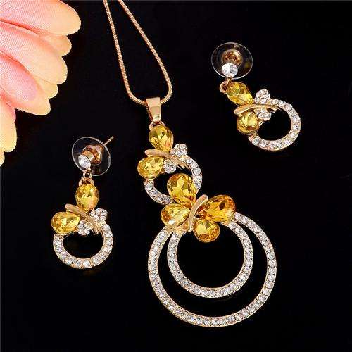 18Kt plated jewellery sets Earring and necklace with crystals stone.