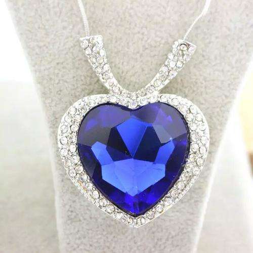 Titanic Inspired Big Sapphire Blue The Ocean of The Heart Necklace