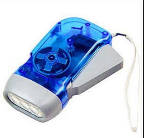 Mini Hand Crank Dynamo Squeeze Powered 3 LED Flashlight No Battery Torch