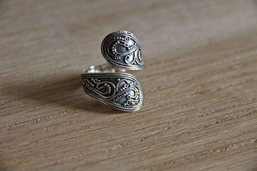 Balinese Sterling Silver Adjustable Ring (Size 8.5)