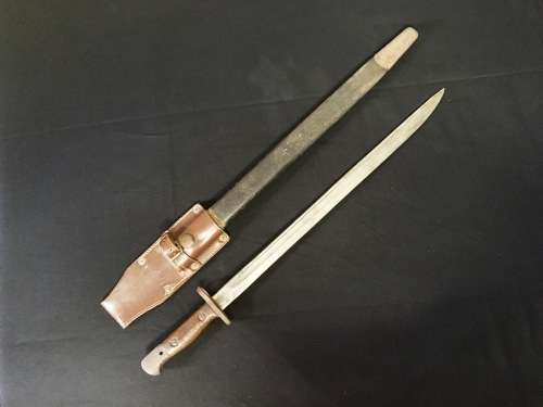 WWI-WWII Wilkinson British Pattern 1907 Bayonet with Leather Scabbard & Frog
