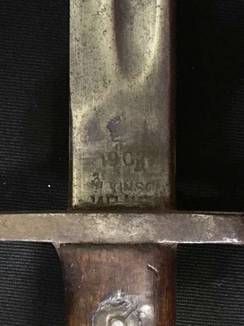 WWI-WWII Wilkinson British Pattern 1907 Bayonet with Leather Scabbard & Frog