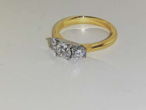 18ct Two Tone Browns Protea Trilogy ring - complete package