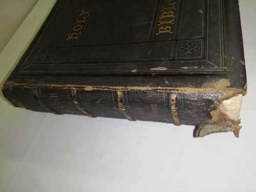 Antique Holy Bible - Leather Bound with Brass clasp