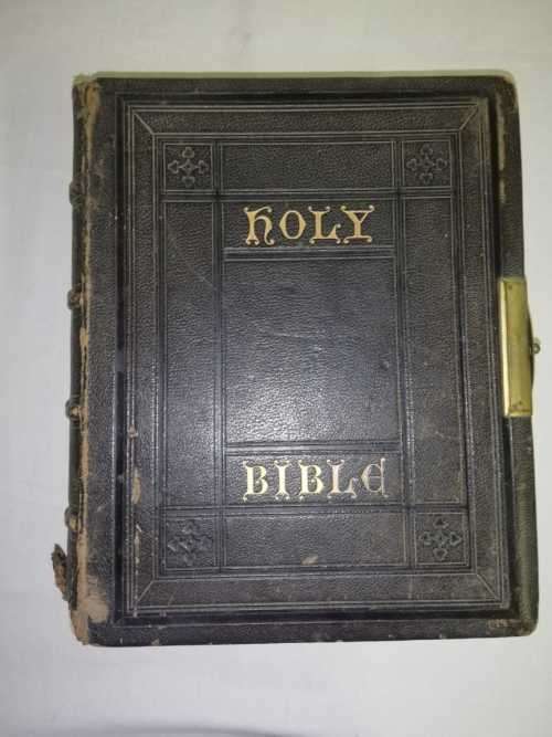 Antique Holy Bible - Leather Bound with Brass clasp