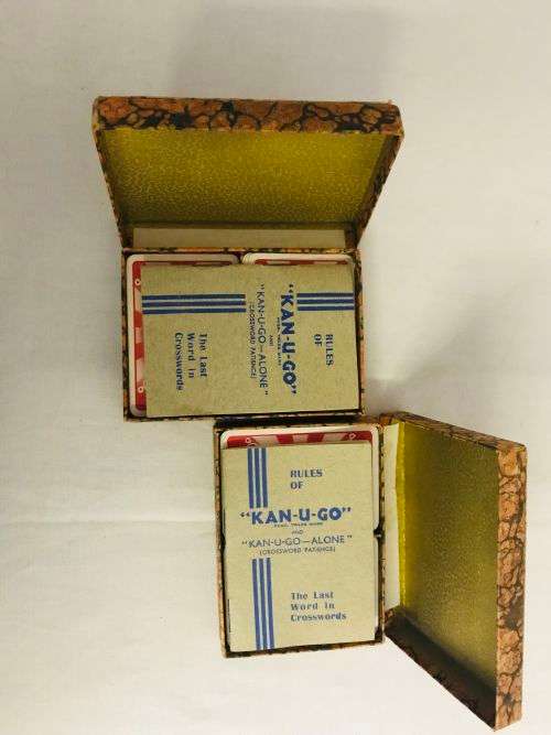 Vintage 1930s Kan-U-Go Crossword Patience Card Game (Bidding on 2 Packs)