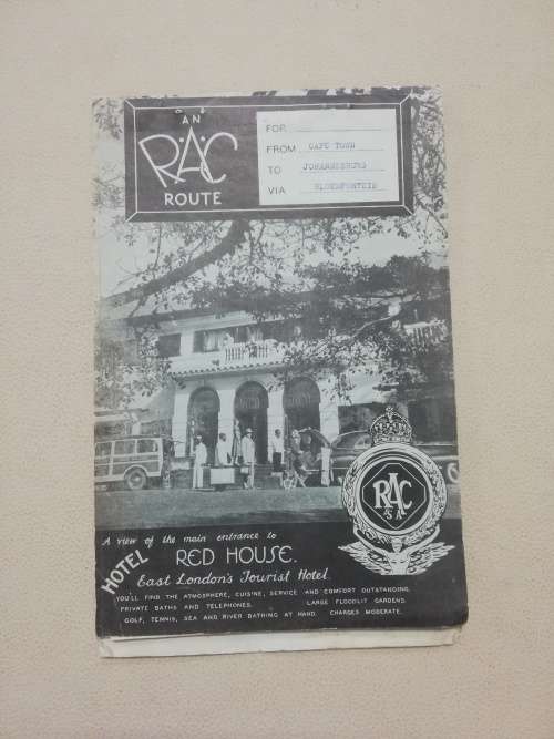 An RAC Route. Cape Town to Johannesburg via Bloefontein - Vintage Road Map