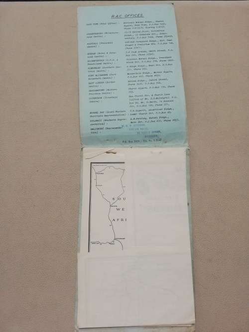 An RAC Route. Cape Town to Johannesburg via Bloefontein - Vintage Road Map