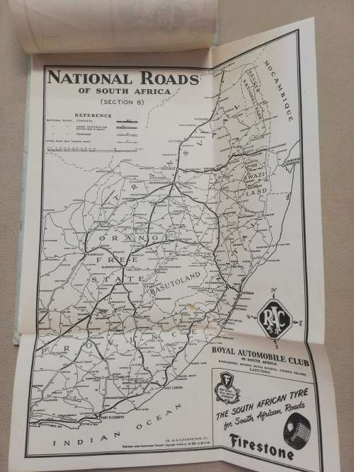 An RAC Route. Cape Town to Johannesburg via Bloefontein - Vintage Road Map