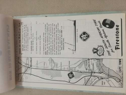 An RAC Route. Cape Town to Johannesburg via Bloefontein - Vintage Road Map
