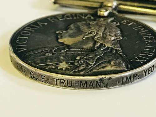 1901 Queens Service Medal - 31415 PTE C E Truman  . IMP . YEO