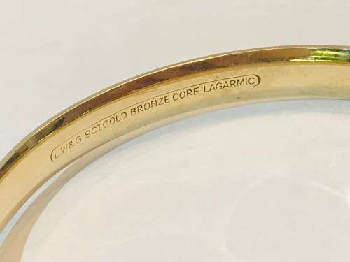 Vintage 9ct Gold (Metal Cored) Floral Cuff Hinged Bracelet Bangle