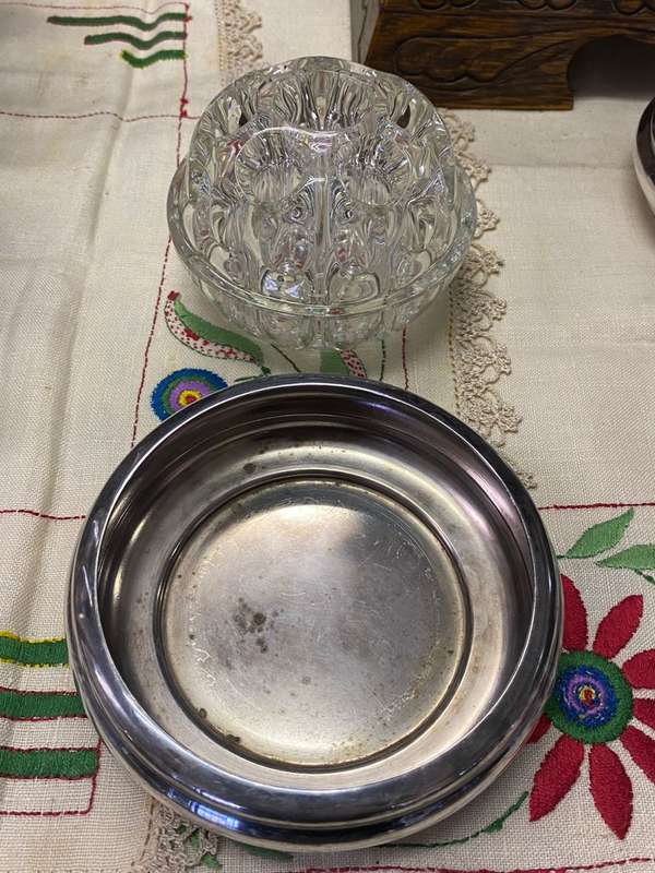 Antique Christofle Gallia Pressed Glass Flower Frog For Floral Arrangements