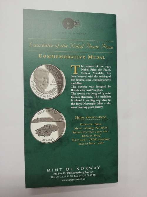 Laureates of the Nobel Peace prize - Robben Island - silver one ounce