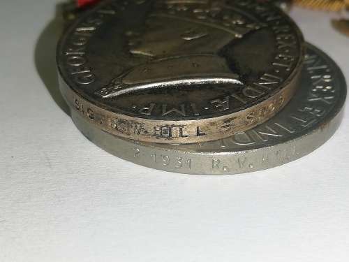 WW2 Medal Collection with Efficient Services medal - SIG R. W. HILL 2 1931