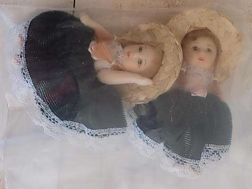 Pack of Two Small Porcelain Dolls with Movable Joints