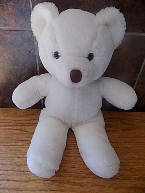 Good Size Snow White Bear with Brown Nose & Black Eyes