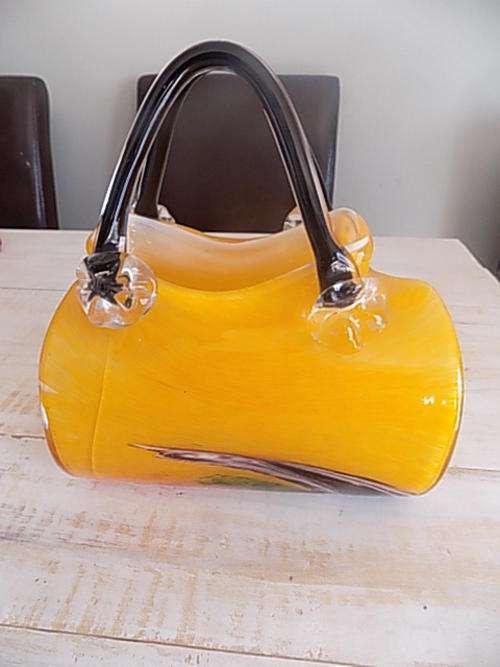 Solid and Heavy Murano Glass Type Basket - Amazing Colours