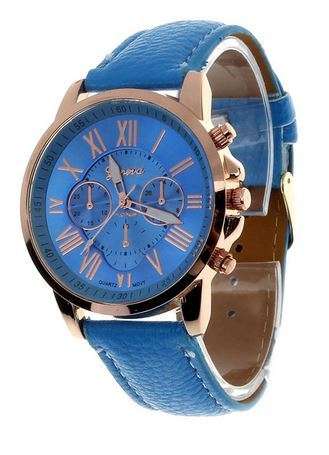 Geneva Roman Numerals Faux Leather Quartz Women Wrist Watch