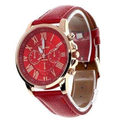(Local) Geneva Roman Numerals Faux Leather Women Wrist Watch
