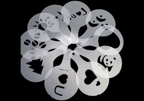 (Local) 16pc Cappuccino Coffee Barista Stencil Template Duster