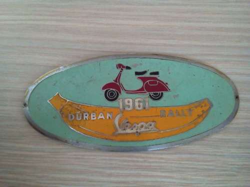 (No Additional Item Shipping) 1961 Durban VESPA Rally Plate