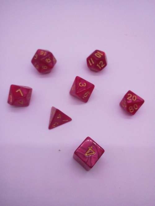 Sale - Red (Gold Numbers) D&D Dungeons and Dragons 7pc Dice Set