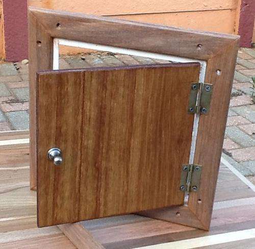 Scrap wood handmade teak wood doggy exit door 290x230  - plus extra frame