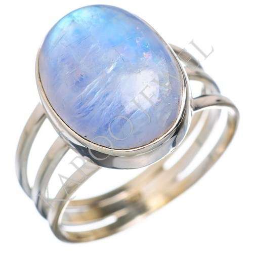 KJ COLLECTION - Natural RAINBOW MOONSTONE in Sterling Silver (size 9 / R half)