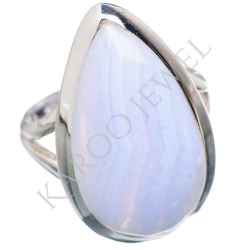 KJ COLLECTION - Natural BLUE LACE AGATE in Sterling Silver (size 7.25 / O to P)
