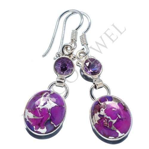 KJ COLLECTION - Natural COPPER TURQUOISE & AMETHYST in Sterling Silver