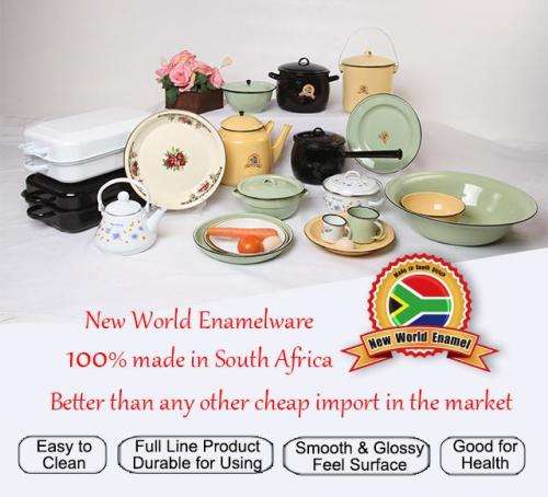 6 Piece Enamelware 22 cm Soup/Curry/Stew Plate Set: South African Traditional Crockery