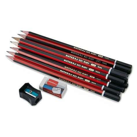 Nataraj 12 Pieces HB Pencils with Eraser and Sharpener