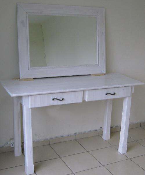 Beautiful White Dressing Table With Matching Wall Hung Mirror