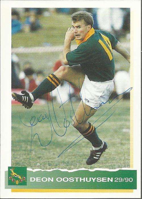1994 DEON OOSTHUIZEN SPORTS DECK CARD - Autographed - Last official team under the old SA fl