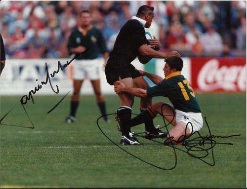 1995 RWC FINAL A5 AGFA PHOTO - AUTOGRAPHED [See description+ Photo]