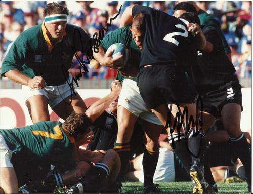1995 RWC FINAL A5 AGFA PHOTO - AUTOGRAPHED [See description+ Photo]