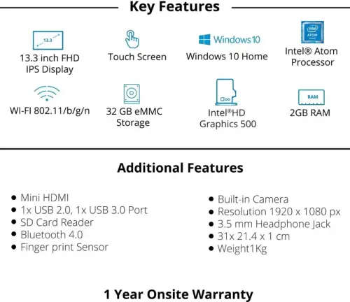 LifeDigital Zed Note II 2 in 1 Laptop | 13.3 inch Touch | 1080p | R30 Delivery