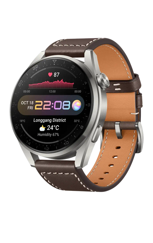 Huawei Watch 3 Pro Titanium Gray with Brown Leather Strap