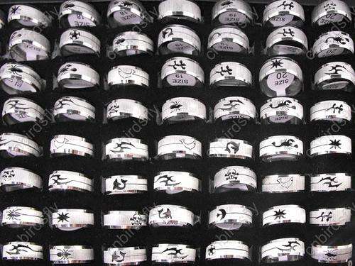 FREE Shipping Wholesale Lot 50 pcs Wiredrawing S/S RINGS  + 10  Enamel line STAINLESS Steel RINGS