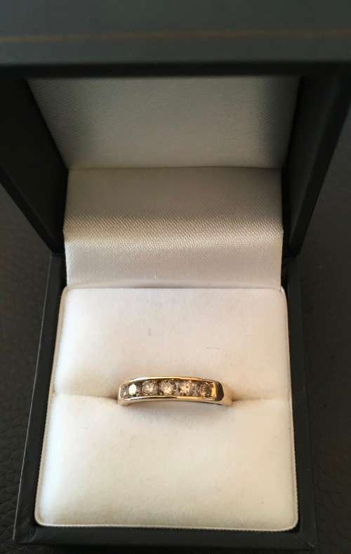 Solid 10k Yellow Gold Half Eternity Ring