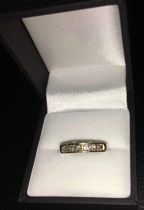 Solid 10k Yellow Gold Half Eternity Ring