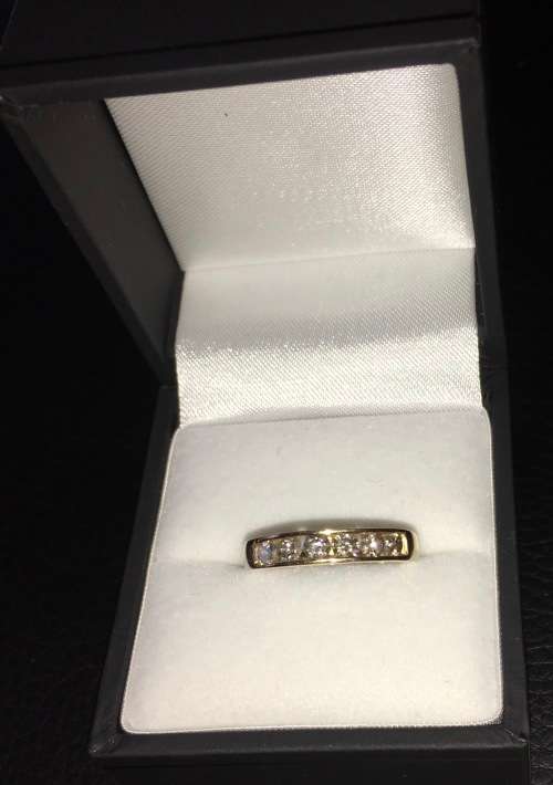 Solid 10k Yellow Gold Half Eternity Ring