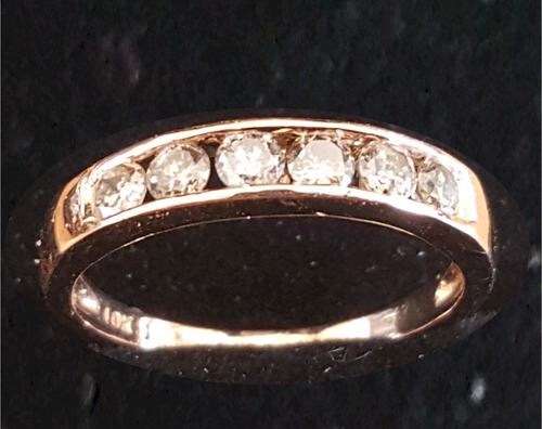 Solid 10k Yellow Gold Half Eternity Ring