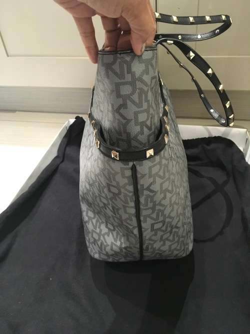 DKNY Coated Canvas Logo Large Studded Tote Bags - 100% Authentic / Free Overnight Delivery