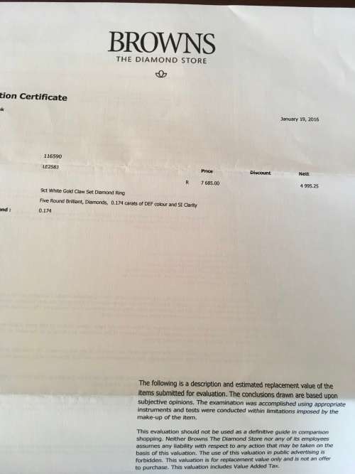 BROWNS 9k White Gold Diamond Ring and 18k Pendant Set - Certificate Included