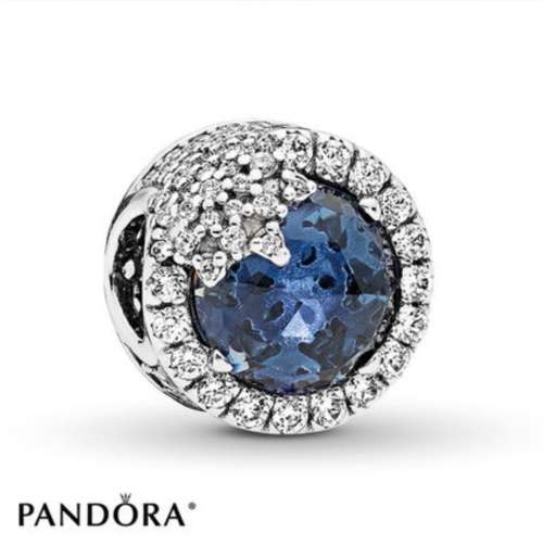 Pandora Blue Dazzling Snowflake Silver Charms with Cubic Zirconia - Authentic and Brand New